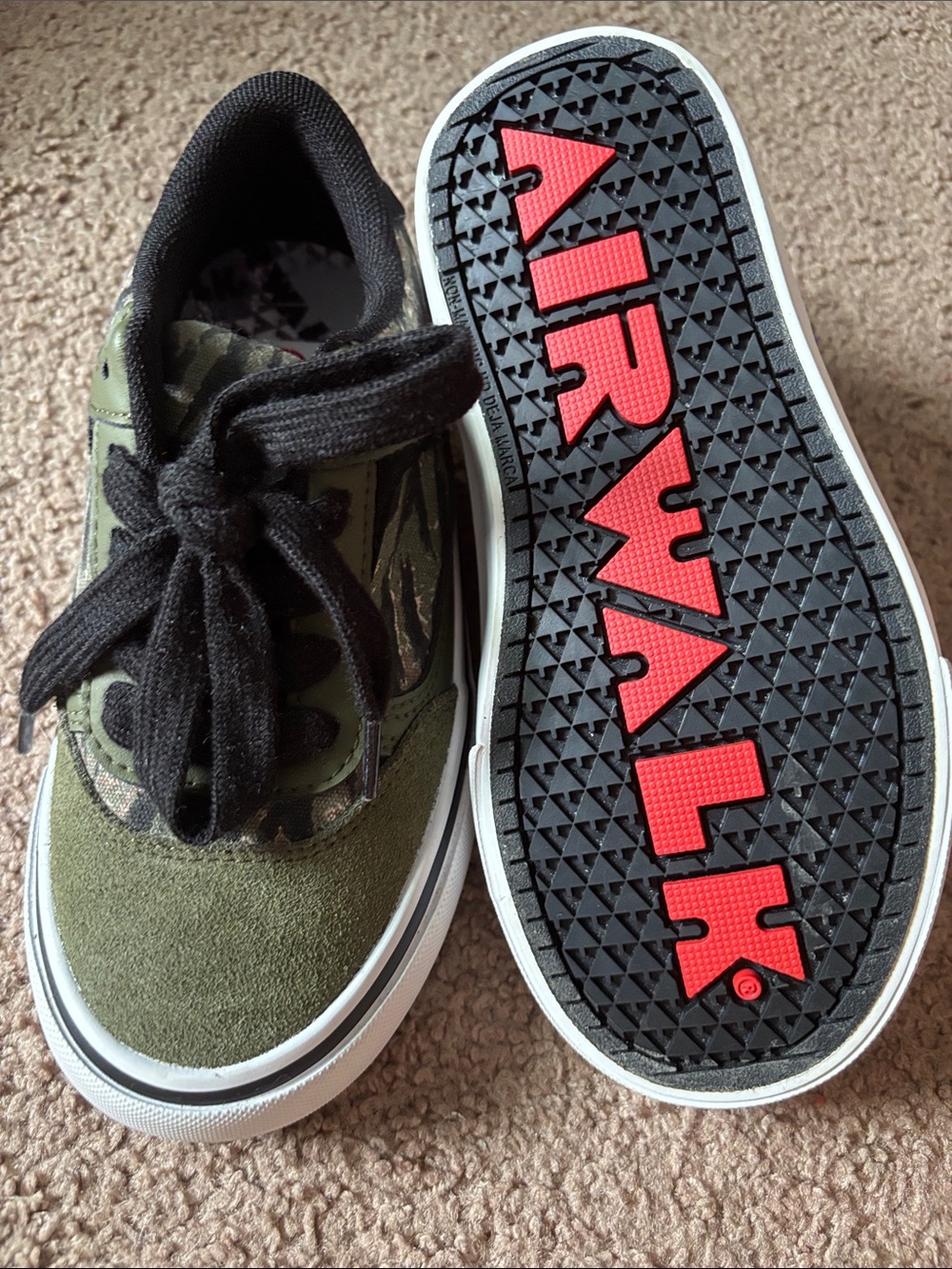Airwalk Kids Olive Green & Black Camo Skate Sneakers